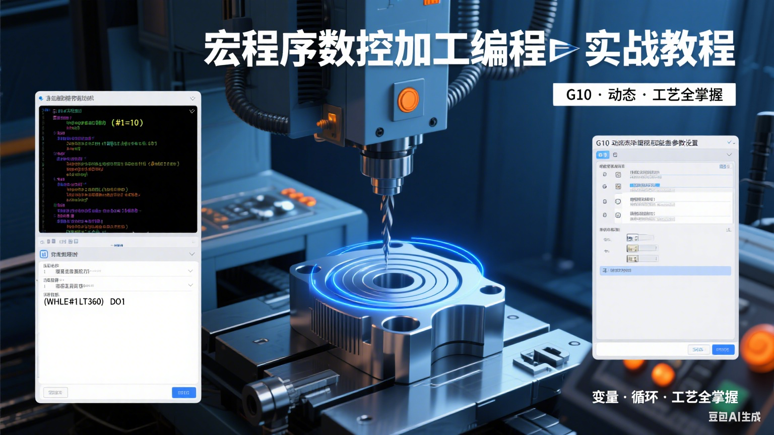 宏程序数控加工编程课程 – 变量运算 / 循环语句 / 倒圆角 / 螺旋铣孔实战教学-机械资源网
