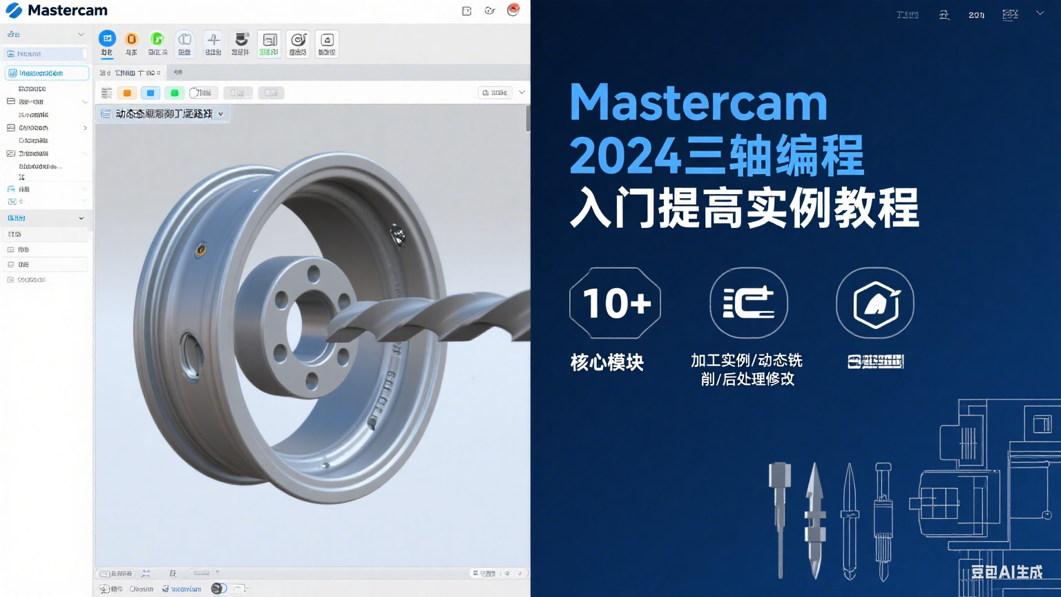 Mastercam 2024三轴编程入门提高实例讲解视频教程-机械资源网