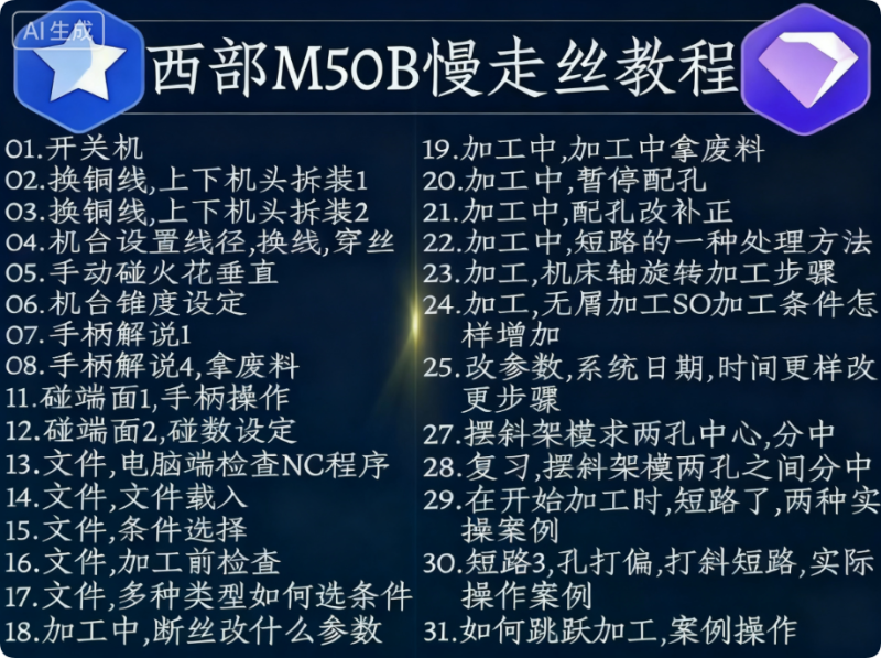 西部慢走丝机床M50B操作入门自学视频教程 SeiBu慢走丝操作教程-机械资源网