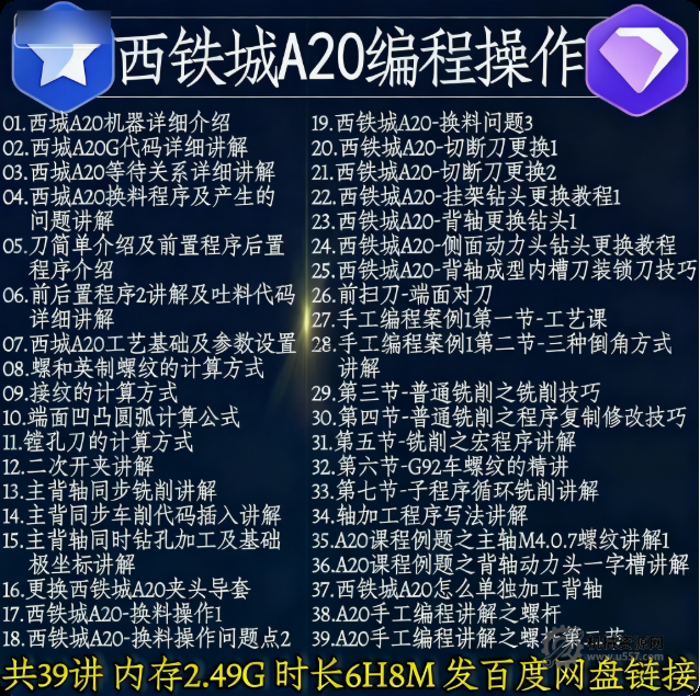 西铁城 A20 手工编程及操作教程_工厂现场实操实录自学视频-机械资源网