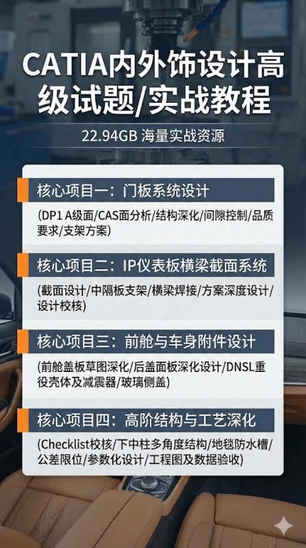 CATIA内外饰设计高级试题实战视频教程目录