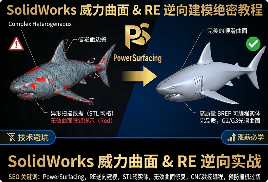SolidWorks威力曲面：告别STL破面，逆向建模实体转换绝密-机械资源网